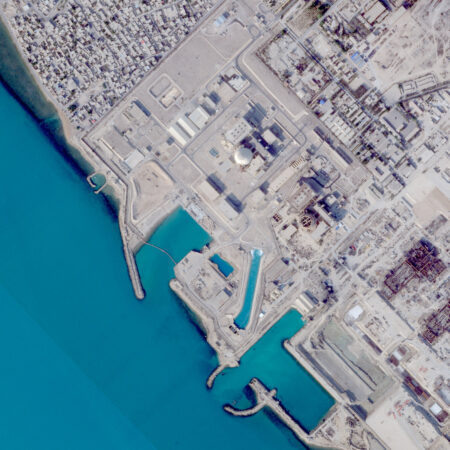 A projectile hit near Iran’s Bushehr nuclear plant, killing a worker.