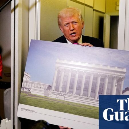 Halting $400m White House ballroom project is national security risk, Trump officials say