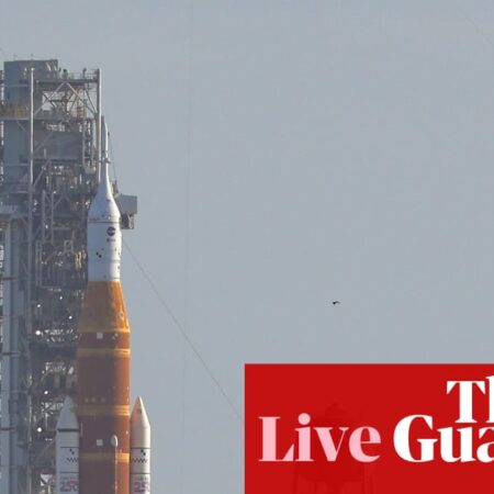 Artemis II, Nasa’s first crewed lunar rocket in more than half a century, prepares for launch – watch and follow live