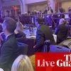 Donald Trump evacuated from White House correspondents dinner after loud bangs heard – live