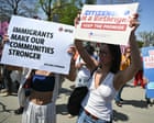 Hundreds rally for birthright citizenship at supreme court: ‘We are an immigrant nation’