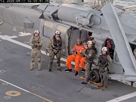 Title: Artemis II astronauts journey back to Earth after Moon mission