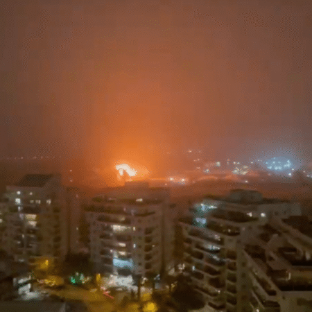 Videos capture projectile falling in central Israel after Iran strike