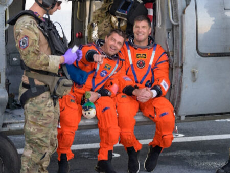 Artemis II crew seen on recovery ship after moon mission return