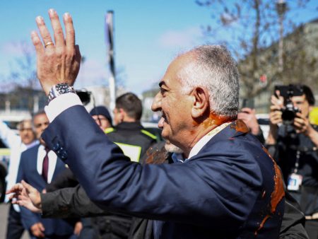 Protester hurls red fluid at Reza Pahlavi during Germany visit