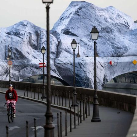 Artist JR’s wrapped bridge in Paris opens