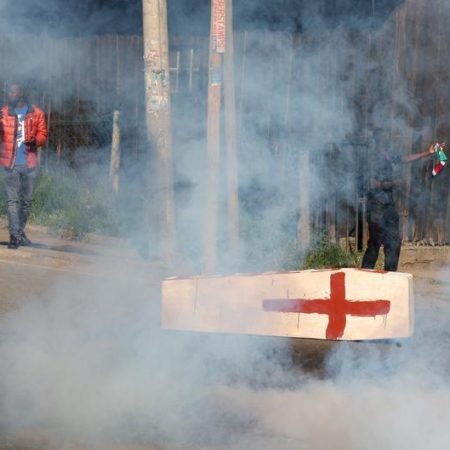 Kenya police fire tear gas at protest against US Ebola center