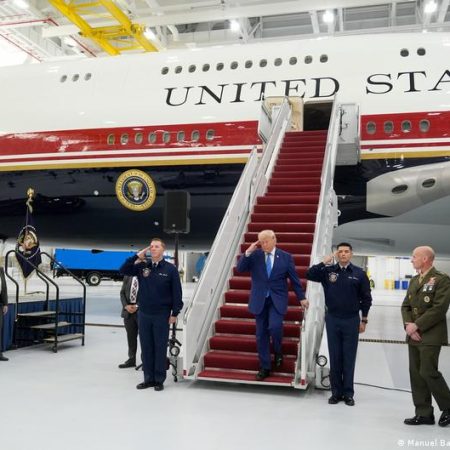 Trump unveils interim Air Force One, gifted from Qatar