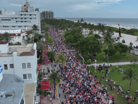 Kilts and bagpipes flood Miami streets as Scotland prepare to face Brazil