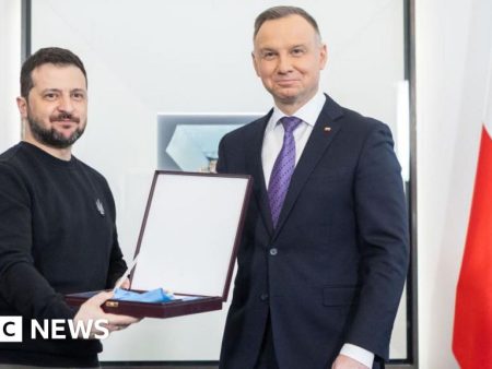 Zelensky stripped of highest Polish honour over WW2 name of army unit