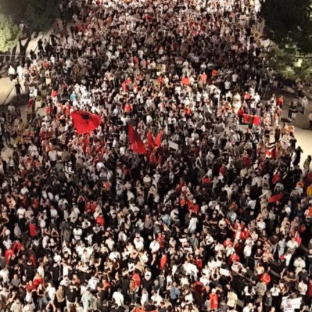 Thousands rally in Albania in largest protest yet against Kushner resort