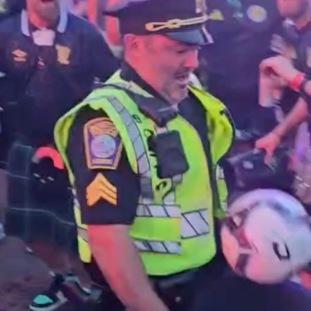 Keepy-up cop wows fans with football skills at World Cup event in Boston