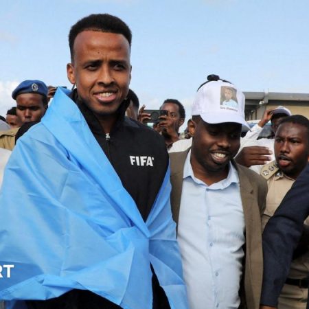 World Cup referee denied US entry arrives home to hero’s welcome in Somalia