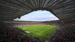 TV spidercam falls on to pitch during Hungary game