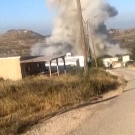 Smoke rises in illegal Israeli settlement after Iranian missile attack