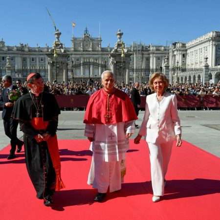 Pope Leo makes visit to Spain’s Almudena Cathedral
