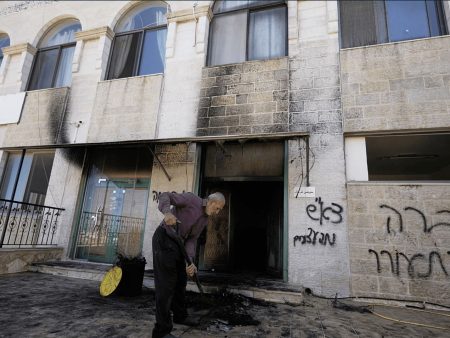 Israeli settlers set fire to a mosque in the occupied West Bank