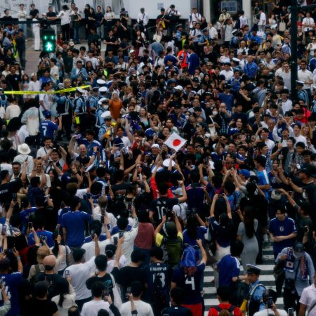 Japan fans celebrate 4-0 World Cup win in Tokyo